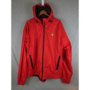 Ferrari Licensed Official Scuderia Jacket Mens XL Red Full Zip Windbreaker Hood